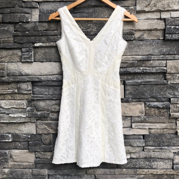 BCBGMaxAzria White Gracie Sequin Lace A-line Dress - Picture 2 of 4